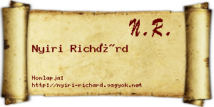 Nyiri Richárd névjegykártya
