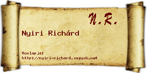 Nyiri Richárd névjegykártya